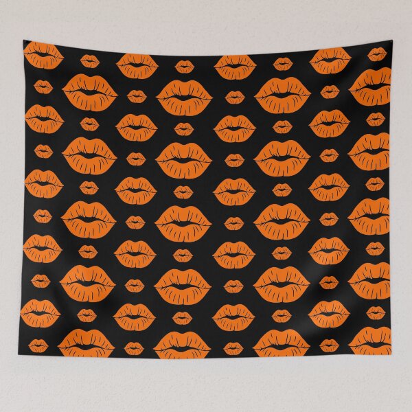 Item preview, orange Lips Pattern Graphic – Sexy Kiss Print, Pop Art Valentine Design, Bold Lip Illustration designed and sold by wackyartwork.