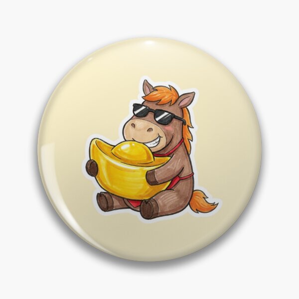 Item preview, Get Rich - Cute Horse Hugging Gold Ingot (Wealth & Prosperity) designed and sold by NicoleLeung028.
