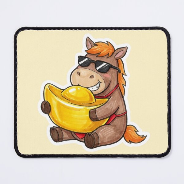 Item preview, Get Rich - Cute Horse Hugging Gold Ingot (Wealth & Prosperity) designed and sold by NicoleLeung028.