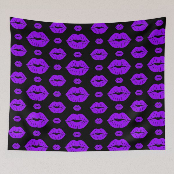 Item preview, purple Lips Pattern Graphic – Sexy Kiss Print, Pop Art Valentine Design, Bold Lip Illustration designed and sold by wackyartwork.