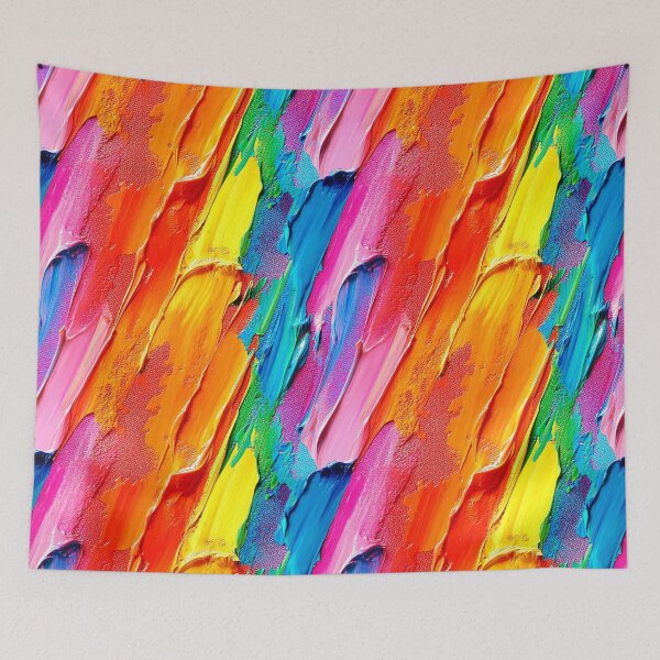 Item preview, Rainbow Bright Colorful Abstract Broad Brushstrokes Impasto Painting  designed and sold by DEC02.