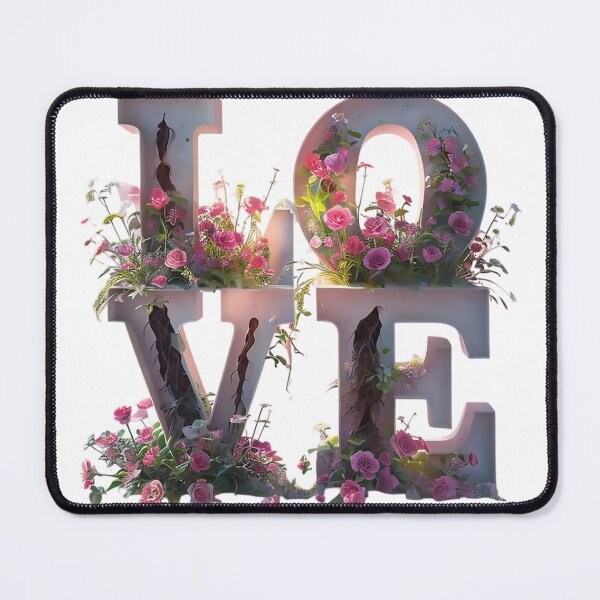 Item preview, Elegant Floral Overgrown LOVE 3D Typography designed and sold by newvisionart191.