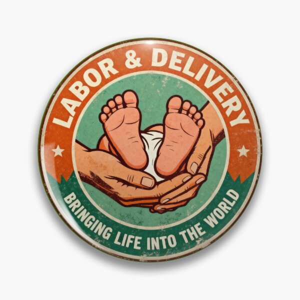 Item preview, Vintage 1970s Labor and Delivery Nurse Badge - Bringing Life Into The World designed and sold by The Print Pillar.