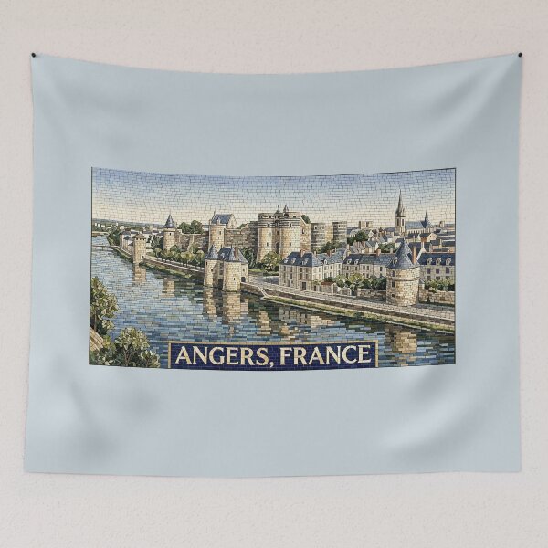 Item preview, Château d'Angers France - Medieval Castle & River Maine Mosaic Poster designed and sold by FrancophileFun.