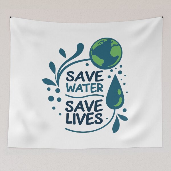 Item preview, Save Water Save Lives Eco-Conscious Typography Design designed and sold by Jirada.