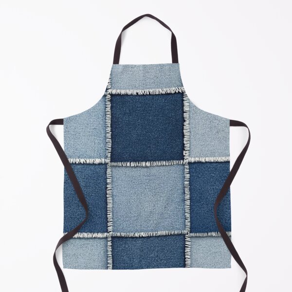 Item preview, Blue Denim Patchwork Texture with White Frayed Stitching designed and sold by CharlieDesings.