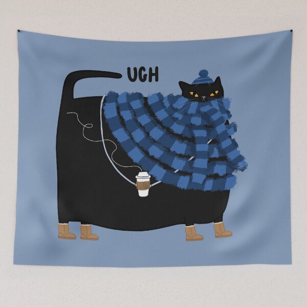 Item preview, Ugh Winter Blues Chonky Cat designed and sold by KilkennyCat Art.
