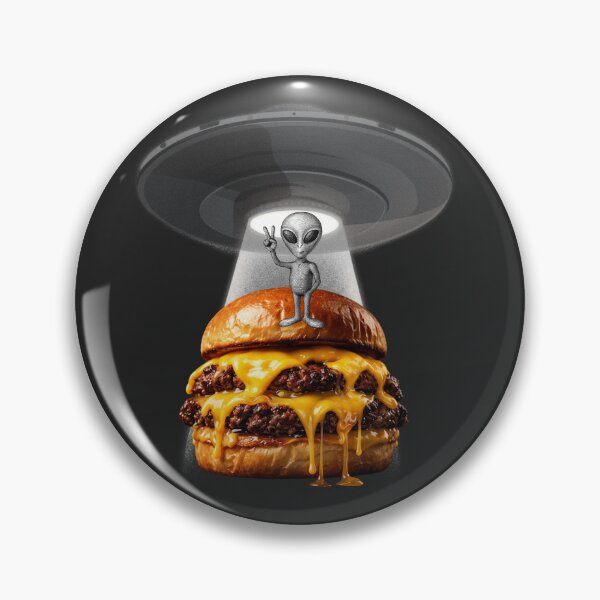 Item preview, Epic UFO Abduction of Ultra-Realistic Cheeseburger | Funny Alien Cartoon Kawaii Sci-Fi Food designed and sold by MeghannsMinimalMeals.