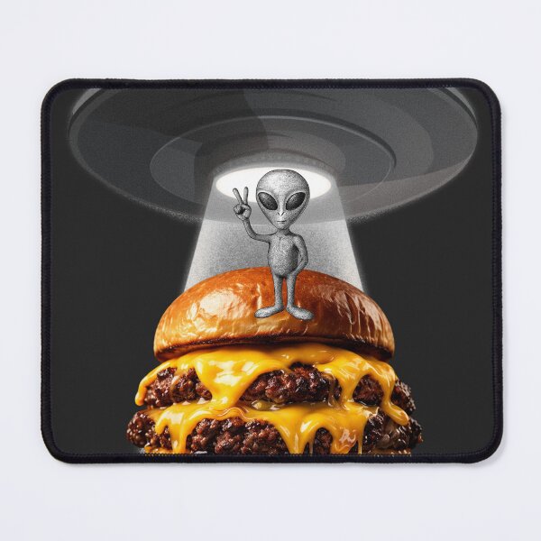 Item preview, Epic UFO Abduction of Ultra-Realistic Cheeseburger | Funny Alien Cartoon Kawaii Sci-Fi Food designed and sold by MeghannsMinimalMeals.