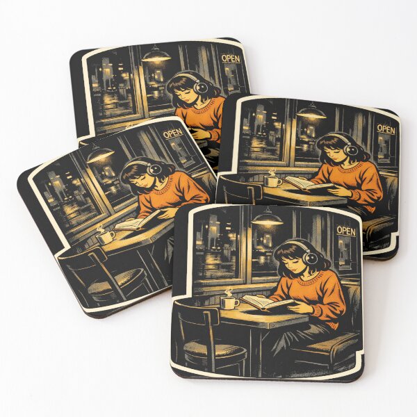 Item preview, Book Lover Lofi Girl – Late Night Café Reading – gift for book lovers • Retro Comics • Vintage Halftone designed and sold by JacobKAurumhead.
