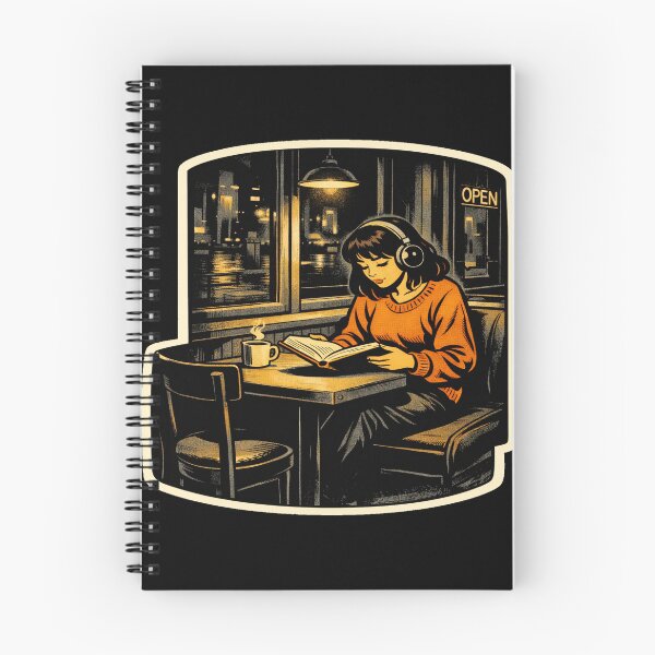 Item preview, Book Lover Lofi Girl – Late Night Café Reading – gift for book lovers • Retro Comics • Vintage Halftone designed and sold by JacobKAurumhead.