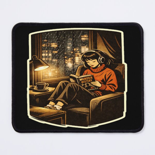 Item preview, Book Lover Lofi Girl – Rainy Noir Mystery Reading – gift for book lovers • Retro Comics • Vintage Halftone designed and sold by JacobKAurumhead.