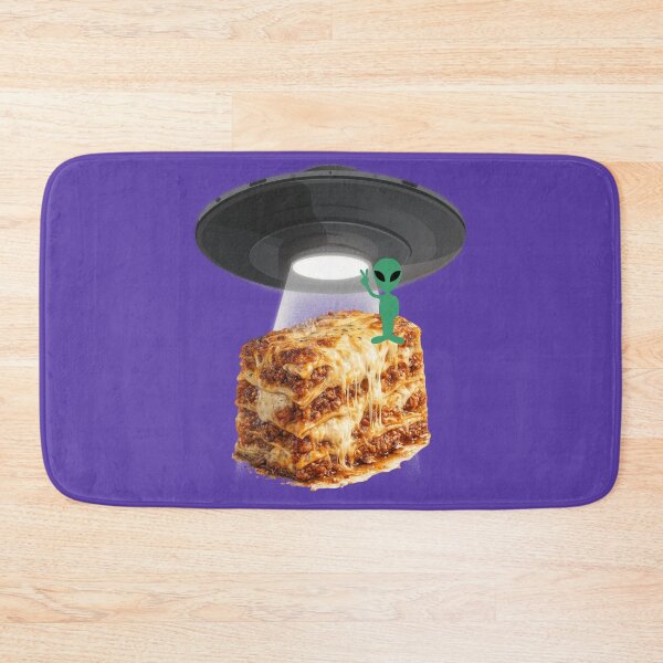 Item preview, UFO Beaming Up a Mega Lasagna | Funny Extra Cheese Alien Cartoon Kawaii Sci-Fi Food designed and sold by MeghannsMinimalMeals.