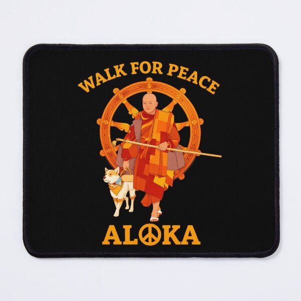 Item preview, Walk for Peace - Buddhist Monk & Dog with Dharmachakra | Aloka Design designed and sold by VincentMoore96.