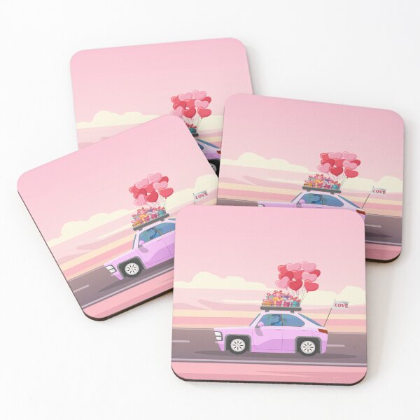 Item preview, Romantic Getaway: Car with Heart Balloons & Sakura Road designed and sold by Preat Landscape Vector.