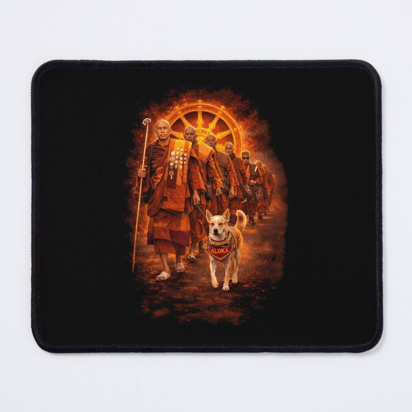 Item preview, Aloka Dog Walk for Peace - Buddhist Monk & Dog with Dharmachakra - Aloka Design designed and sold by Har-vee.