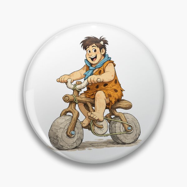 Item preview, Cute Caveman Riding a Stone Bicycle – Funny Prehistoric Cartoon Illustration designed and sold by Hugo Salazar.