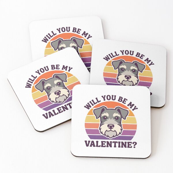 Item preview, Retro 80s Sunset Miniature Schnauzer - Will you be my Valentine? designed and sold by M1234s.