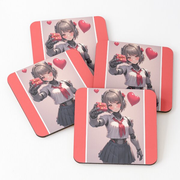 Item preview, Anime android girl on Valentine's Day designed and sold by ArtsJulian.