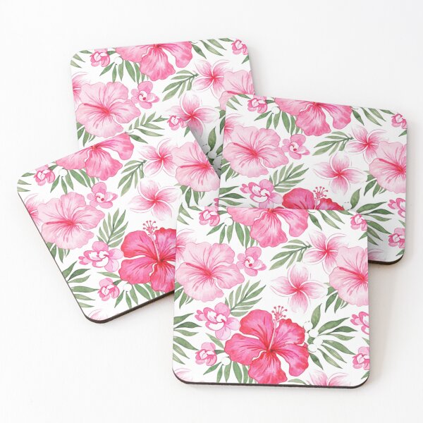 Item preview, Watercolor Pattern Tropical Pink Flowers designed and sold by ZuriRetroPrints.