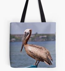 Pelican on Boat Lift Tote Bag