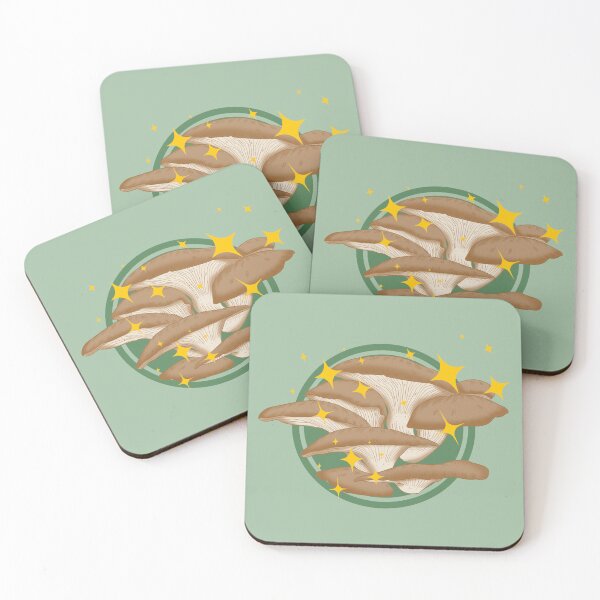 Item preview, Sparkle Mushrooms Circle Green Plant Stickers Prints Posters Wall Art Magnet Home Coffee Cup Decoration TShirt Stationary Notebook Magnet Hat Kitchen Work School Office Redbubble Shop designed and sold by Saritas Boutique Shop.