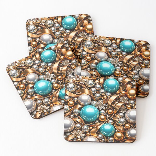 Item preview, Teal Gold Ornament Swirl designed and sold by Kaleidoscope Print.