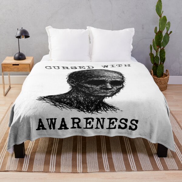 Item preview, Cursed With Awareness – Existential Dark Humor Design (black text) designed and sold by R-A Designs.