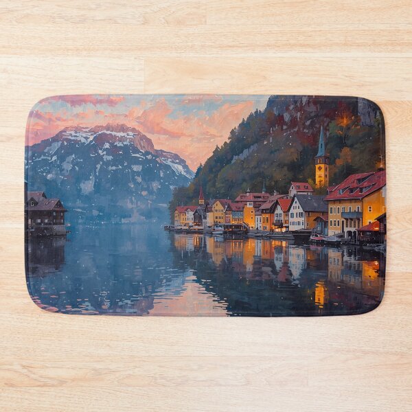 Item preview, Hallstatt Austria Lakeside Village Sunset Art designed and sold by RkskArt.