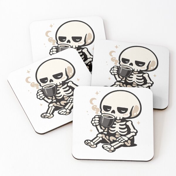 Item preview, Cute Skeleton Drinking Coffee Sticker designed and sold by ms0026.