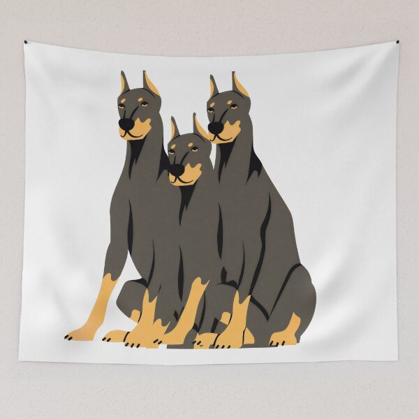 Item preview, “Three Doberman Dogs Illustration” designed and sold by Adappai.