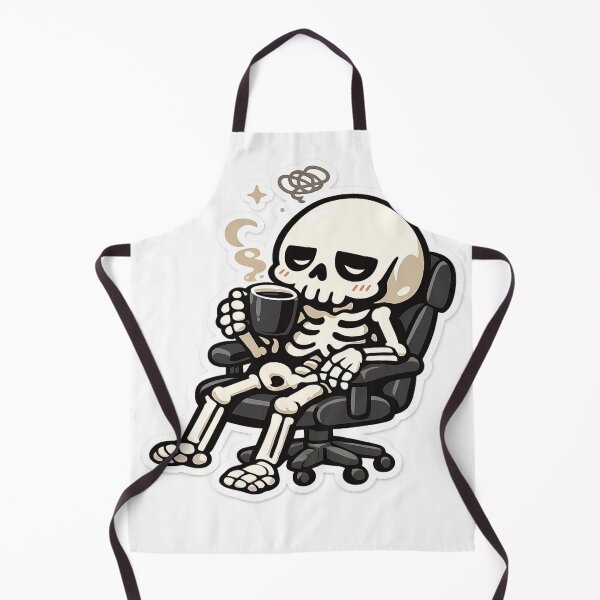Item preview, Cute Tired Skeleton Drinking Coffee Sticker designed and sold by ms0026.