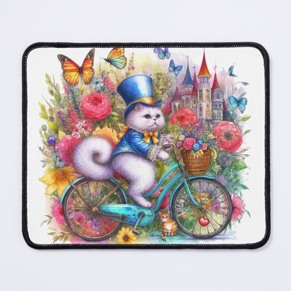 Item preview, Cat Natale Fiaba Bicicletta: Christmas Cat on a Bicycle – Watercolor Charm designed and sold by Arte Cartoon From TagTeam Group.