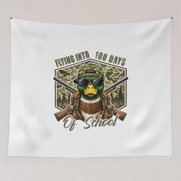 Item preview, Camo Flying Into 100 Days Of School,Duck Hunting, Funny Student designed and sold by vintagearttee.