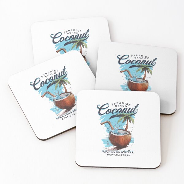 Item preview, Paradise Beach Coconut Drink — Vintage Tropical Vacation Illustration designed and sold by Colorful-Garden.