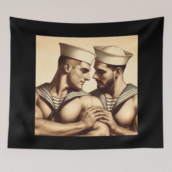 Item preview, 1940s Italian Vintage Gay Sailors Touch Gay Pride Graphic Design designed and sold by ItsAKinkThing.
