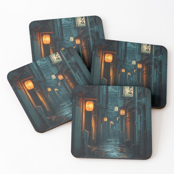 Item preview, Rain-Soaked Japanese Alley with Lanterns designed and sold by Element Horizon Studio.