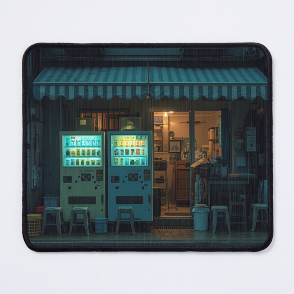 Item preview, Rainy Japanese Storefront with Vending Machines designed and sold by Element Horizon Studio.