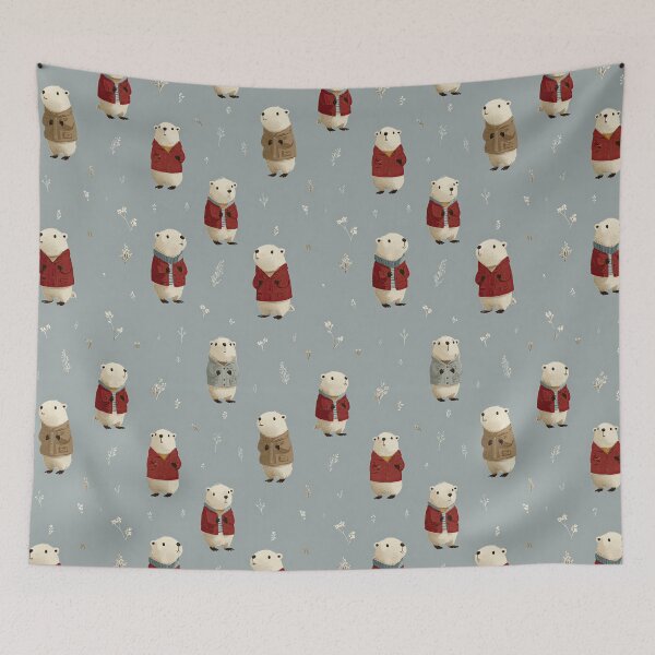 Item preview, Cute Groundhogs in Red Coats Pattern designed and sold by Piotrek0001.
