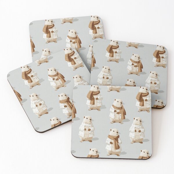 Item preview, Cozy Groundhogs in Scarves on Beige Pattern designed and sold by Piotrek0001.