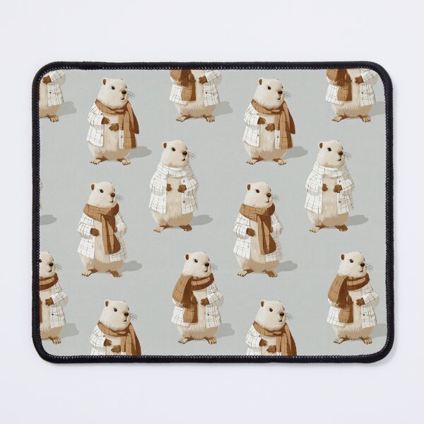 Item preview, Cozy Groundhogs in Scarves on Beige Pattern designed and sold by Piotrek0001.