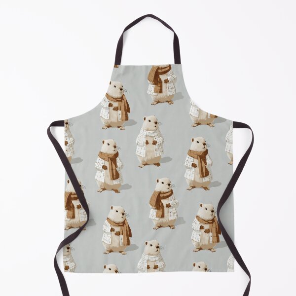 Item preview, Cozy Groundhogs in Scarves on Beige Pattern designed and sold by Piotrek0001.