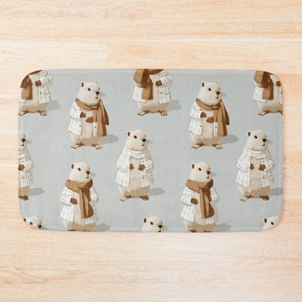 Item preview, Cozy Groundhogs in Scarves on Beige Pattern designed and sold by Piotrek0001.