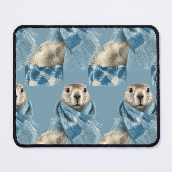 Item preview, Groundhog Wrapped in Blue Plaid Scarf Art designed and sold by Piotrek0001.