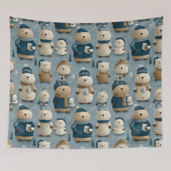 Item preview, White and Brown Groundhogs in Blue Sweaters designed and sold by Piotrek0001.