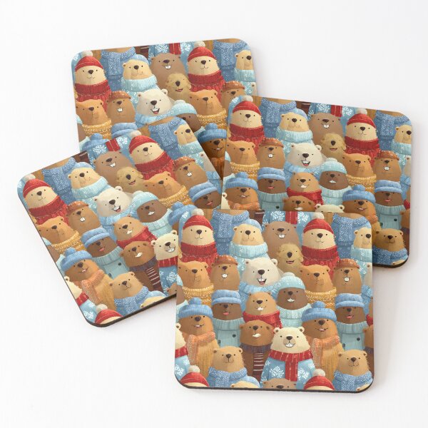 Item preview, Crowd of Groundhogs in Winter Hats Pattern designed and sold by Piotrek0001.