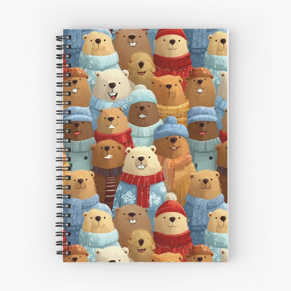 Item preview, Crowd of Groundhogs in Winter Hats Pattern designed and sold by Piotrek0001.