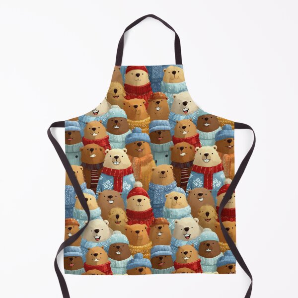 Item preview, Crowd of Groundhogs in Winter Hats Pattern designed and sold by Piotrek0001.