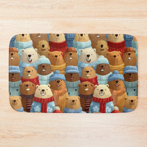Item preview, Crowd of Groundhogs in Winter Hats Pattern designed and sold by Piotrek0001.