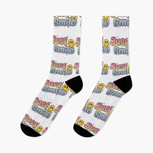Item preview, Retro Smiley Face Just Smile Rainbow Quote designed and sold by ZyVoAli.